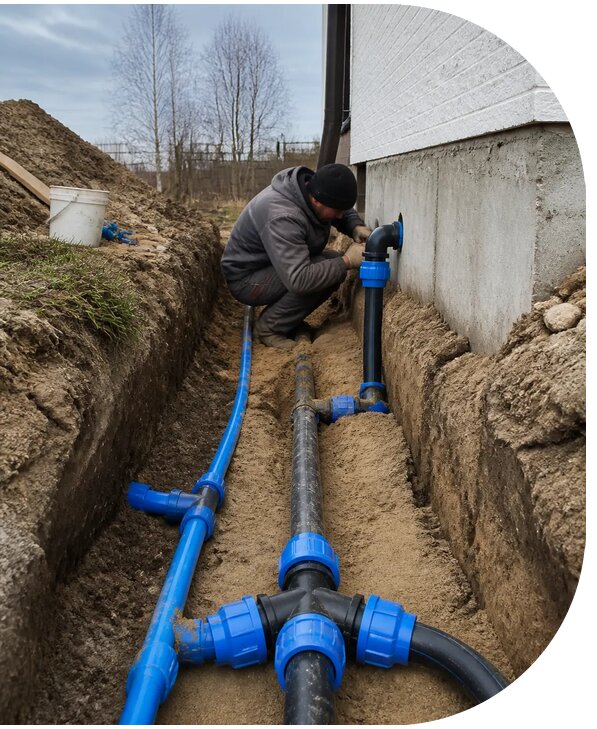 Монтаж наружного водопровода на участке под ключ в Ухте